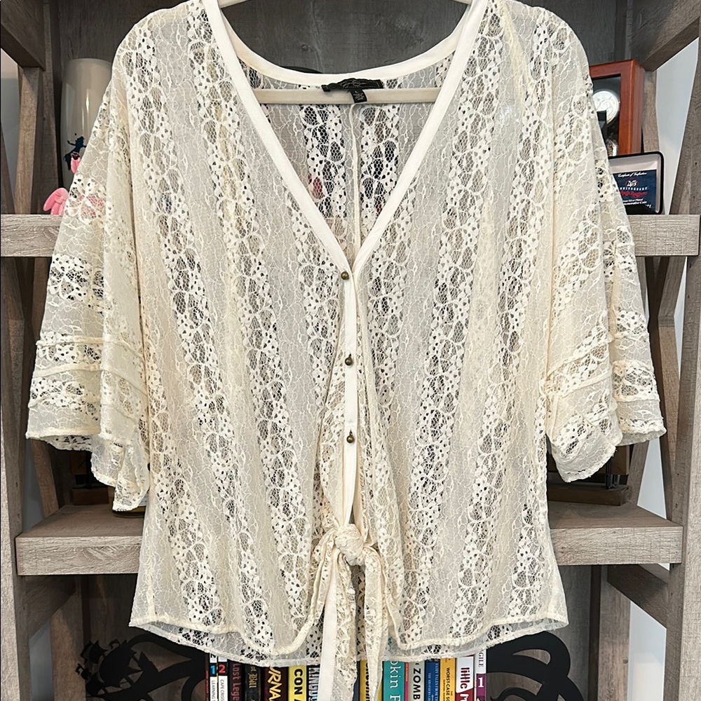 Jessica Simpson Cream Tie Front Blouse